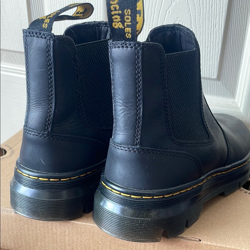 Dr. Martens Black Chelsea Boots with Yellow Stitching - Picture 4 of 7